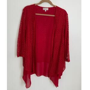 Drapers & Damons Red Plus Size 2X Open Knit Layering Top Blouse